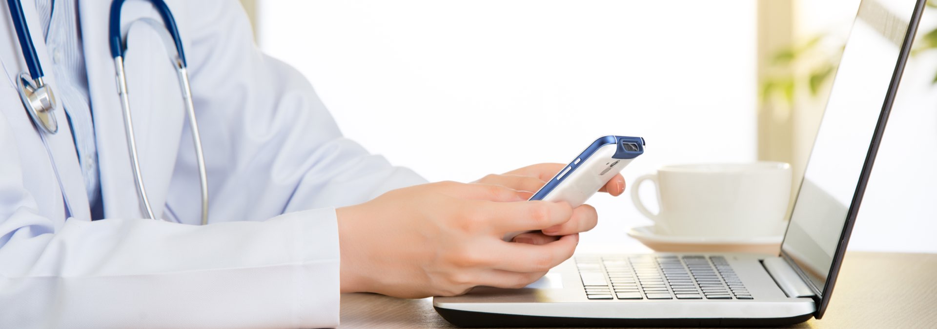 Healthcare professional using mobile technology